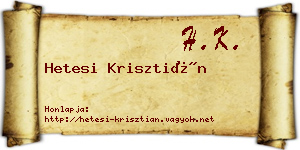 Hetesi Krisztián névjegykártya